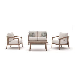 Nature Lane Brown/White Outdoor Sofa/Chairs/Table (Set of 4) - Ornate Home