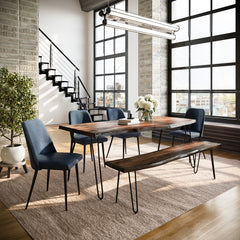 Nature's Edge Light Chestnut/Blueberry 79 Dining Table w/ 4 Maddox Chairs - Ornate Home