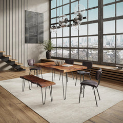 Nature's Edge Light Chestnut/Dark Brown 60 Dining Table w/ 4 Owen Chairs - Ornate Home