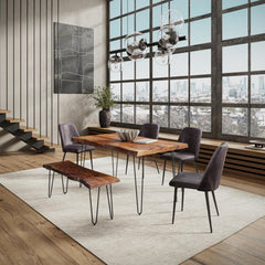 Nature's Edge Light Chestnut/Grey 60 Dining Table w/ 4 Maddox Chairs - Ornate Home