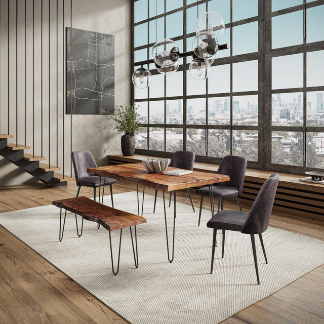 Nature's Edge Light Chestnut/Grey 60 Dining Table w/ 4 Maddox Chairs - Ornate Home