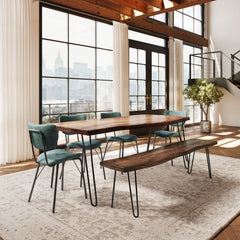 Nature's Edge Light Chestnut/Jade 79 Dining Table w/ 4 Owen Chairs - Ornate Home