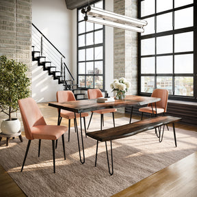 Nature's Edge Light Chestnut/Light Brown 79 Dining Table w/ 4 Maddox Chairs and Bench - Ornate Home