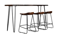 Nature's Edge Light Chestnut Sofa Console w/ 3 Backless Stools - Ornate Home