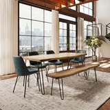 Nature's Edge Natural/Blueberry 79 Dining Table w/ 4 Maddox Chairs and Bench - Ornate Home
