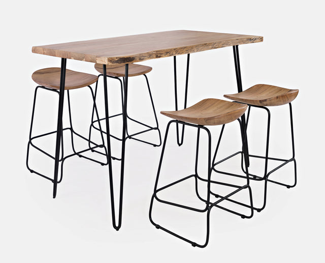 Nature's Edge Natural Counter Table w/ 4 Stools - Ornate Home