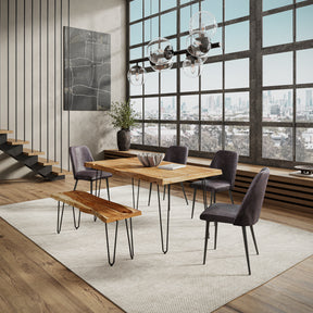 Nature's Edge Natural/Dark Brown 60 Dining Table w/ 4 Maddox Chairs - Ornate Home