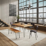 Nature's Edge Natural/Dark Brown 60 Dining Table w/ 4 Owen Chairs and Bench - Ornate Home