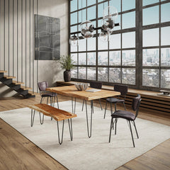 Nature's Edge Natural/Dark Brown 60 Dining Table w/ 4 Owen Chairs and Bench - Ornate Home