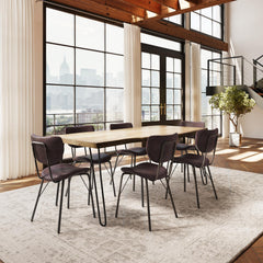 Nature's Edge Natural/Dark Brown 79 Dining Table w/ 4 Owen Chairs - Ornate Home