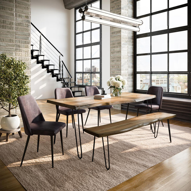 Nature's Edge Natural/Dark Brown 79 Dining Table w/ 4 Owen Chairs and Bench - Ornate Home