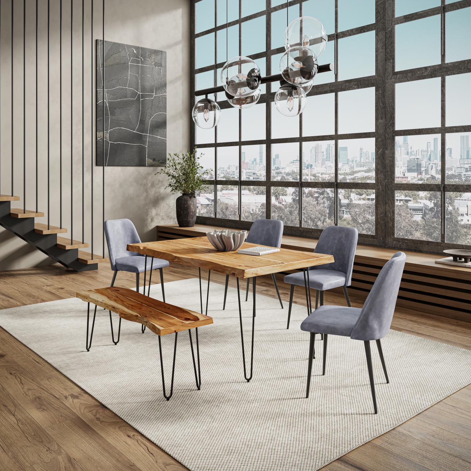 Nature's Edge Natural/Grey 60 Dining Table w/ 4 Maddox Chairs - Ornate Home