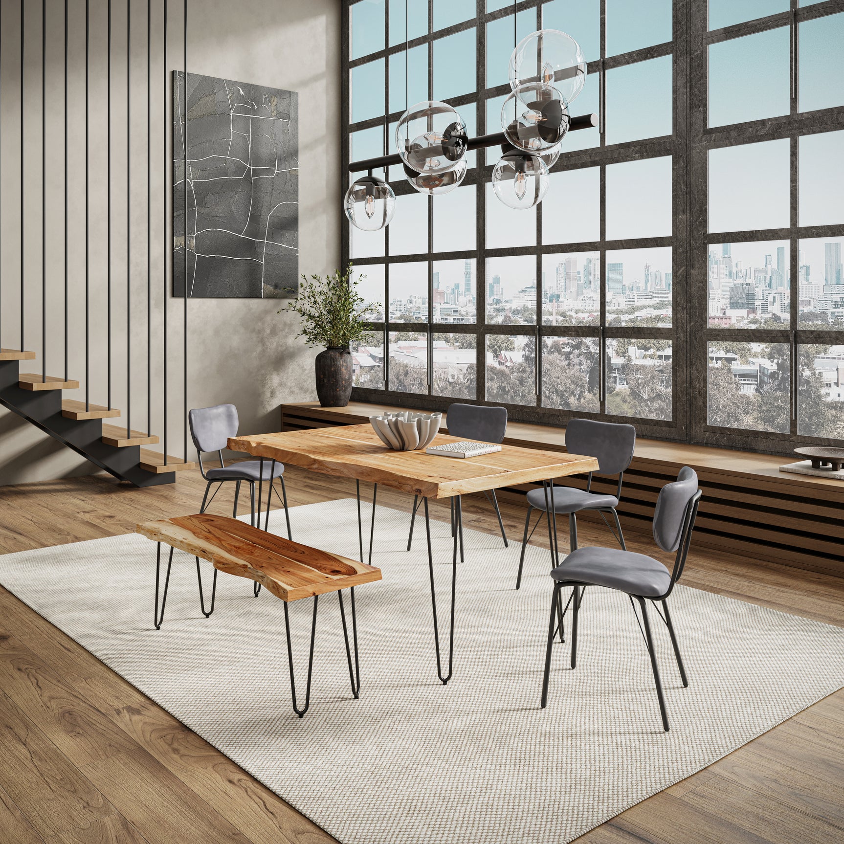 Nature's Edge Natural/Grey 60 Dining Table w/ 4 Owen Chairs - Ornate Home
