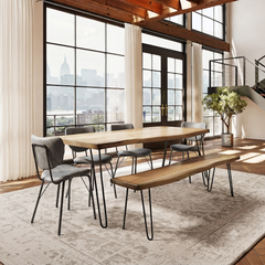 Nature's Edge Natural/Grey 79 Dining Table w/ 4 Maddox Chairs - Ornate Home