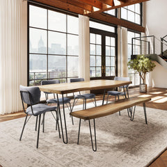 Nature's Edge Natural/Grey 79 Dining Table w/ 4 Owen Chairs and Bench - Ornate Home