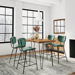 Nature's Edge Natural/Jade Counter Table w/ 4 Stools - Ornate Home