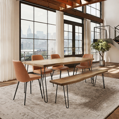 Nature's Edge Natural/Light Brown 79 Dining Table w/ 4 Maddox Chairs - Ornate Home