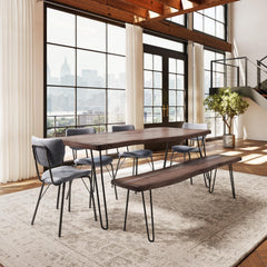 Nature's Edge Slate/Grey 79 Dining Table w/ 4 Owen Chairs and Bench - Ornate Home