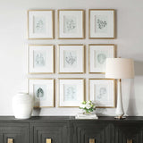 Nature's Script Gold/Green/White Framed Botanical Prints (Set of 9) - Ornate Home