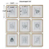Nature's Script Gold/Green/White Framed Botanical Prints (Set of 9) - Ornate Home