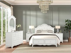 Naucalpan White Twin 5 Piece Bedroom Set w/2 Nightstands - Ornate Home