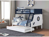 Nautia Blue/White Twin/Full Bunk Bed w/ Trundle - Ornate Home