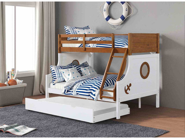 Nautia Oak/White Twin/Full Bunk Bed w/ Trundle - Ornate Home