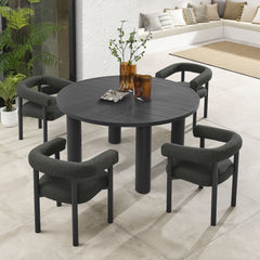 Nautica Charcoal/Graphite 5-Piece Round Outdoor Patio Aluminum Dining Table and Chairs Set - Ornate Home