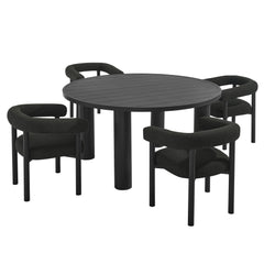 Nautica Charcoal/Graphite 5-Piece Round Outdoor Patio Aluminum Dining Table and Chairs Set - Ornate Home