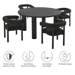 Nautica Charcoal/Graphite 5-Piece Round Outdoor Patio Aluminum Dining Table and Chairs Set - Ornate Home