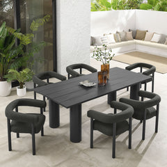 Nautica Charcoal/Graphite 7-Piece Rectangular Outdoor Patio Aluminum Dining Table and Chairs Set - Ornate Home