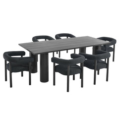 Nautica Charcoal/Graphite 7-Piece Rectangular Outdoor Patio Aluminum Dining Table and Chairs Set - Ornate Home