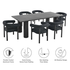 Nautica Charcoal/Graphite 7-Piece Rectangular Outdoor Patio Aluminum Dining Table and Chairs Set - Ornate Home