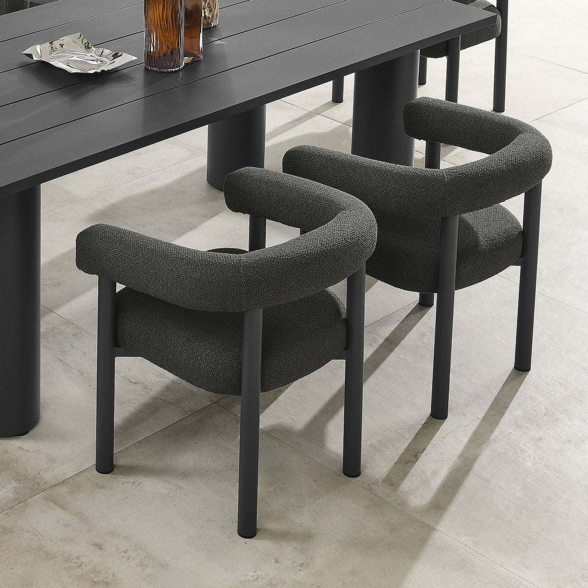 Nautica Charcoal/Graphite Outdoor Patio Aluminum Dining Armchairs (Set of 2) - Ornate Home