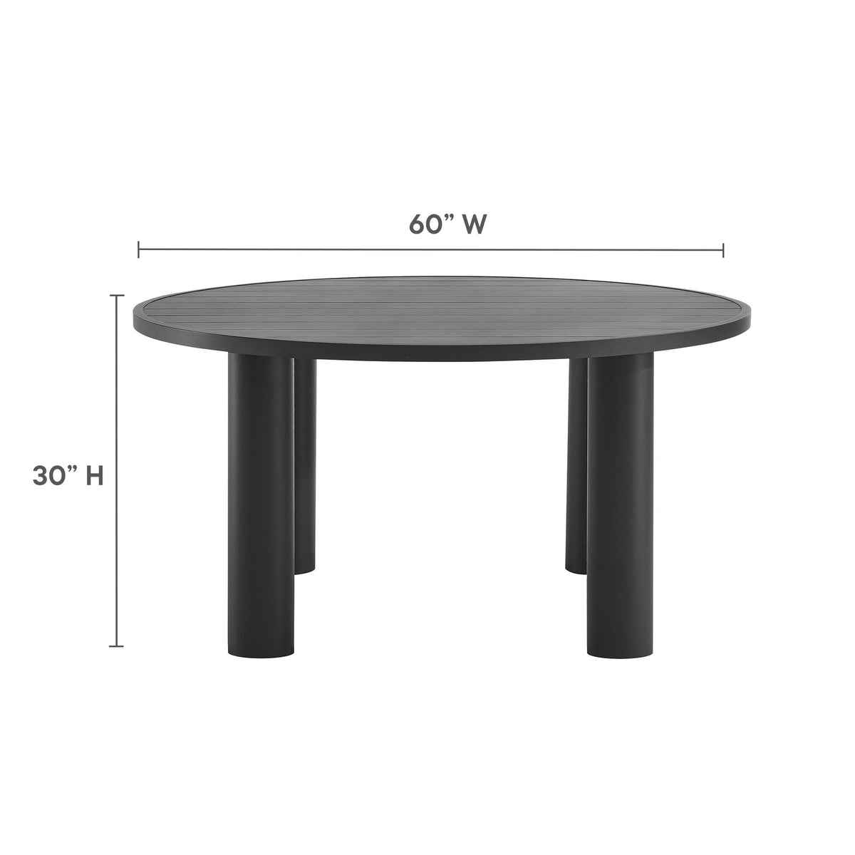 Nautica Graphite Outdoor Patio 60" Round Aluminum Dining Table - Ornate Home