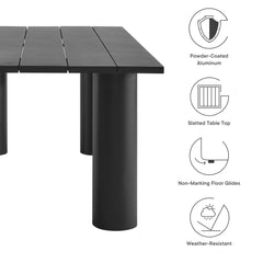Nautica Graphite Outdoor Patio 87" Rectangular Aluminum Dining Table - Ornate Home