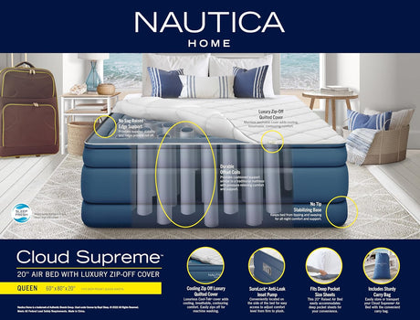 Nautica Home Queen Cloud Supreme 20" Air Mattress Inflatable Bed - Ornate Home