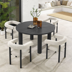 Nautica Ivory/Graphite 5-Piece Round Outdoor Patio Aluminum Dining Table and Chairs Set - Ornate Home