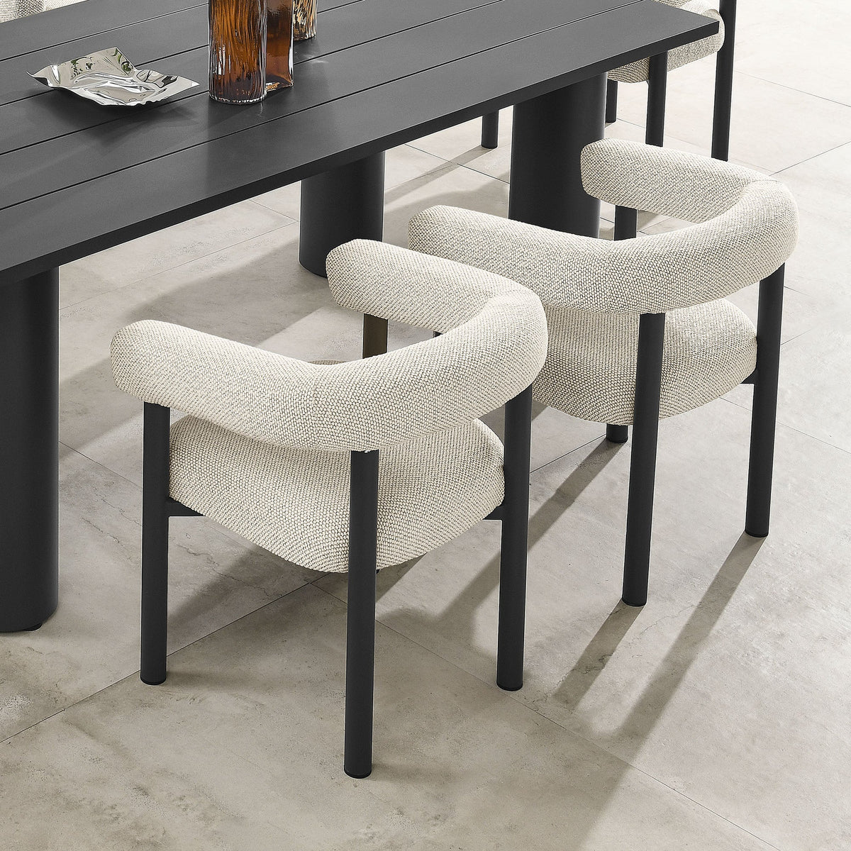 Nautica Ivory/Graphite Outdoor Patio Aluminum Dining Armchairs (Set of 2) - Ornate Home