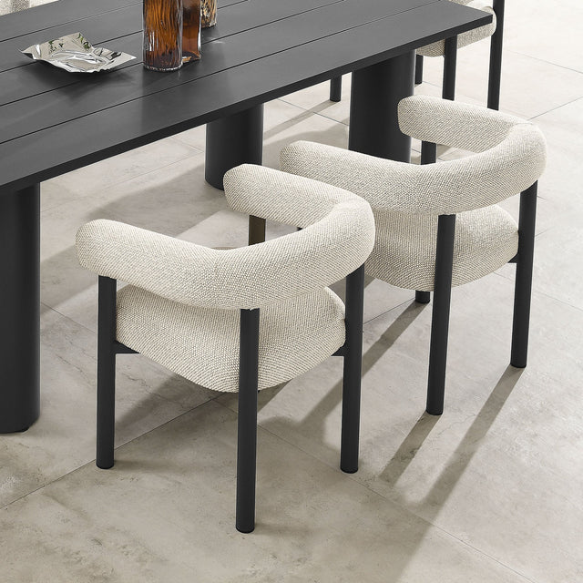 Nautica Ivory/Graphite Outdoor Patio Aluminum Dining Armchairs (Set of 2) - Ornate Home