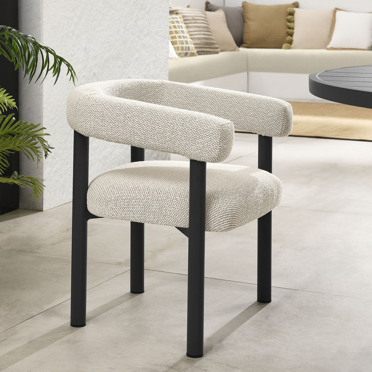 Nautica Ivory/Graphite Outdoor Patio Aluminum Dining Armchairs (Set of 2) - Ornate Home