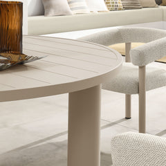Nautica Ivory/Taupe 5-Piece Round Outdoor Patio Aluminum Dining Table and Chairs Set - Ornate Home