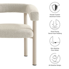 Nautica Ivory/Taupe Outdoor Patio Aluminum Dining Armchairs (Set of 2) - Ornate Home