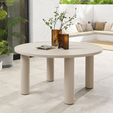 Nautica Taupe Outdoor Patio 60" Round Aluminum Dining Table - Ornate Home