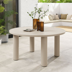 Nautica Taupe Outdoor Patio 60" Round Aluminum Dining Table - Ornate Home