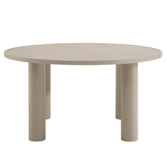 Nautica Taupe Outdoor Patio 60" Round Aluminum Dining Table - Ornate Home