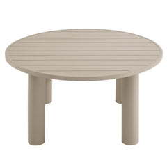 Nautica Taupe Outdoor Patio 60" Round Aluminum Dining Table - Ornate Home