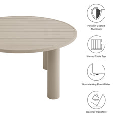 Nautica Taupe Outdoor Patio 60" Round Aluminum Dining Table - Ornate Home