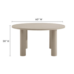 Nautica Taupe Outdoor Patio 60" Round Aluminum Dining Table - Ornate Home