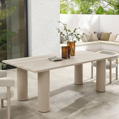 Nautica Taupe Outdoor Patio 87" Rectangular Aluminum Dining Table - Ornate Home